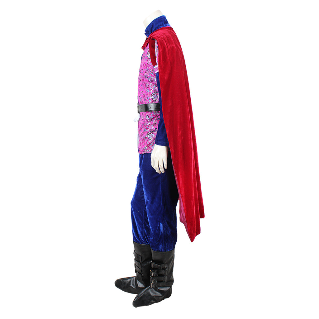 Once Upon a Time Prince Cosplay Costume | Men's Medieval Velvet Red and Blue Suit | Halloween and Party Full Set