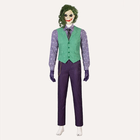 Batman: The Dark Knight Joker Cosplay Costume Coat Pants Mask Outfit Halloween Lot