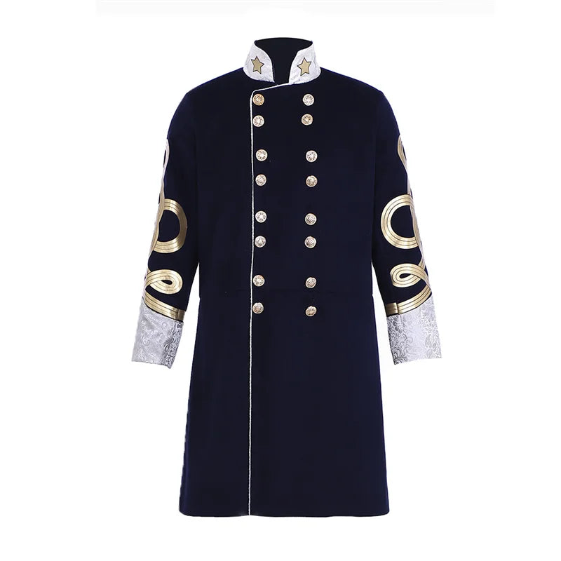 18th Century Men’s Embroidered Retro Jacket - Long Slim Collar Cosplay Coat | Coscosmos Medieval Series