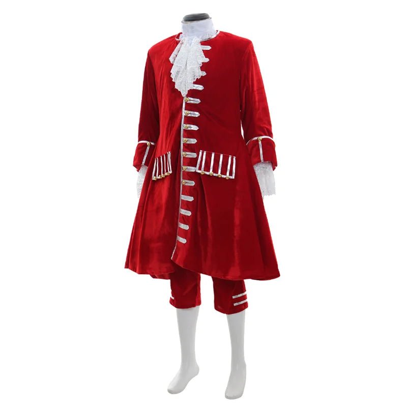 18th Century Aristocrat Costume for Men - Red Velvet Vintage Suit | Coscomos Medieval Series - Coscosmos