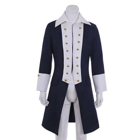 18th Century Men’s Royal Jacket Costume - Regency Blue Uniform Cosplay Coat | Medieval Tudor Outfit by Coscomos - Coscosmos