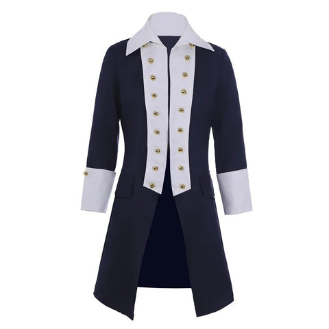 18th Century Men’s Royal Jacket Costume - Regency Blue Uniform Cosplay Coat | Medieval Tudor Outfit by Coscomos - Coscosmos