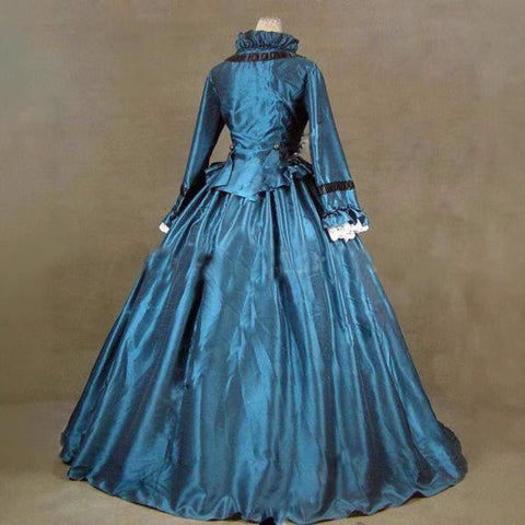 18th Century Rococo Inspired Lolita Puff Sleeve Gothic Victorian Ball Gown Maxi Dress - Coscosmos