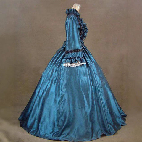 18th Century Rococo Inspired Lolita Puff Sleeve Gothic Victorian Ball Gown Maxi Dress - Coscosmos
