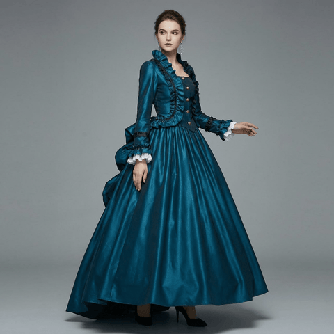 18th Century Rococo Inspired Lolita Puff Sleeve Gothic Victorian Ball Gown Maxi Dress - Coscosmos