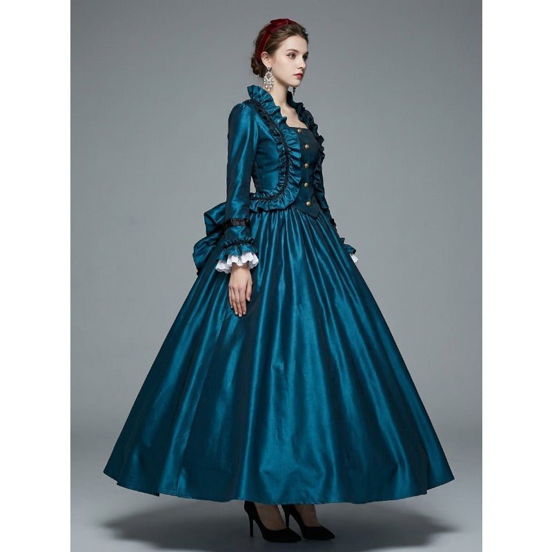 18th Century Rococo Inspired Lolita Puff Sleeve Gothic Victorian Ball Gown Maxi Dress - Coscosmos