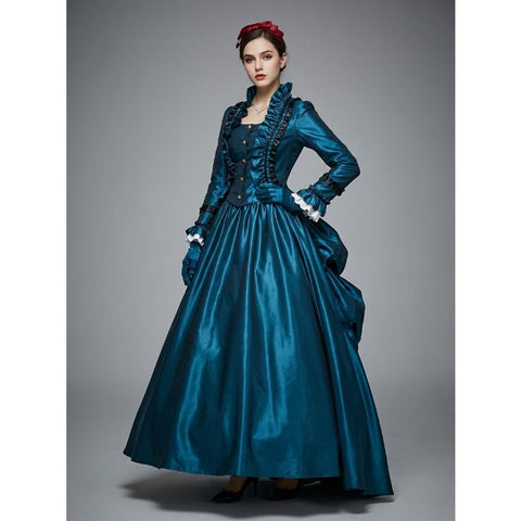 18th Century Rococo Inspired Lolita Puff Sleeve Gothic Victorian Ball Gown Maxi Dress - Coscosmos
