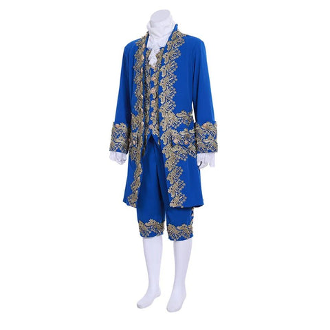 18th Century Rococo Men's Blue Court Suit - Colonial British Costume for Reenactments & Cosplay - Coscosmos