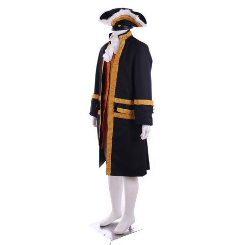 18th Century Tudor Regency Royal Men’s Black Coat & Vest Renaissance Party Suit | Coscomos