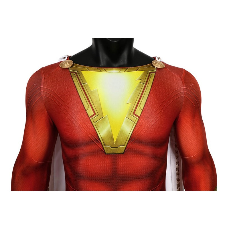 Shazam Billy Batson Captain Marvel Cosplay Costume Body-suit Zentai Tight Jump