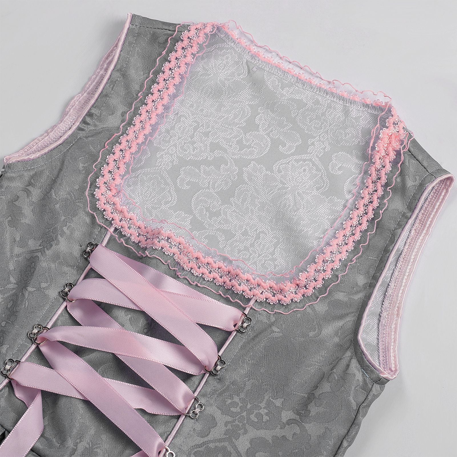 2025 Cross - Border Best Seller Oktoberfest Women's Dress Square Neck Waist Tie Lace Apron Shadow Pattern Dress Set - Coscosmos