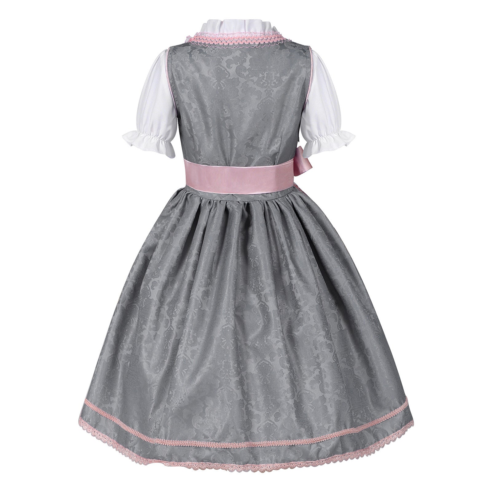 2025 Cross - Border Best Seller Oktoberfest Women's Dress Square Neck Waist Tie Lace Apron Shadow Pattern Dress Set - Coscosmos