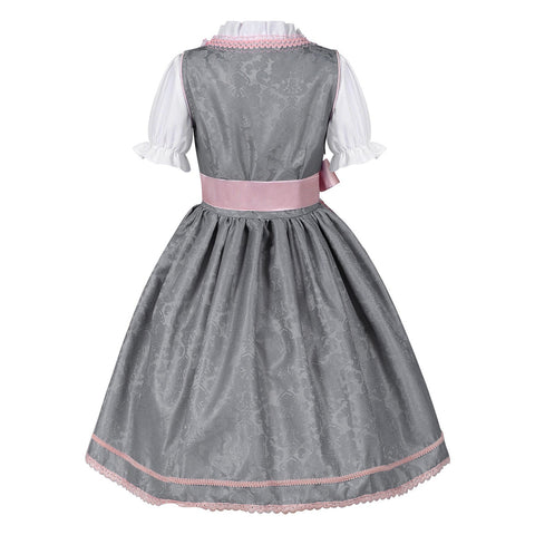 2025 Cross - Border Best Seller Oktoberfest Women's Dress Square Neck Waist Tie Lace Apron Shadow Pattern Dress Set - Coscosmos
