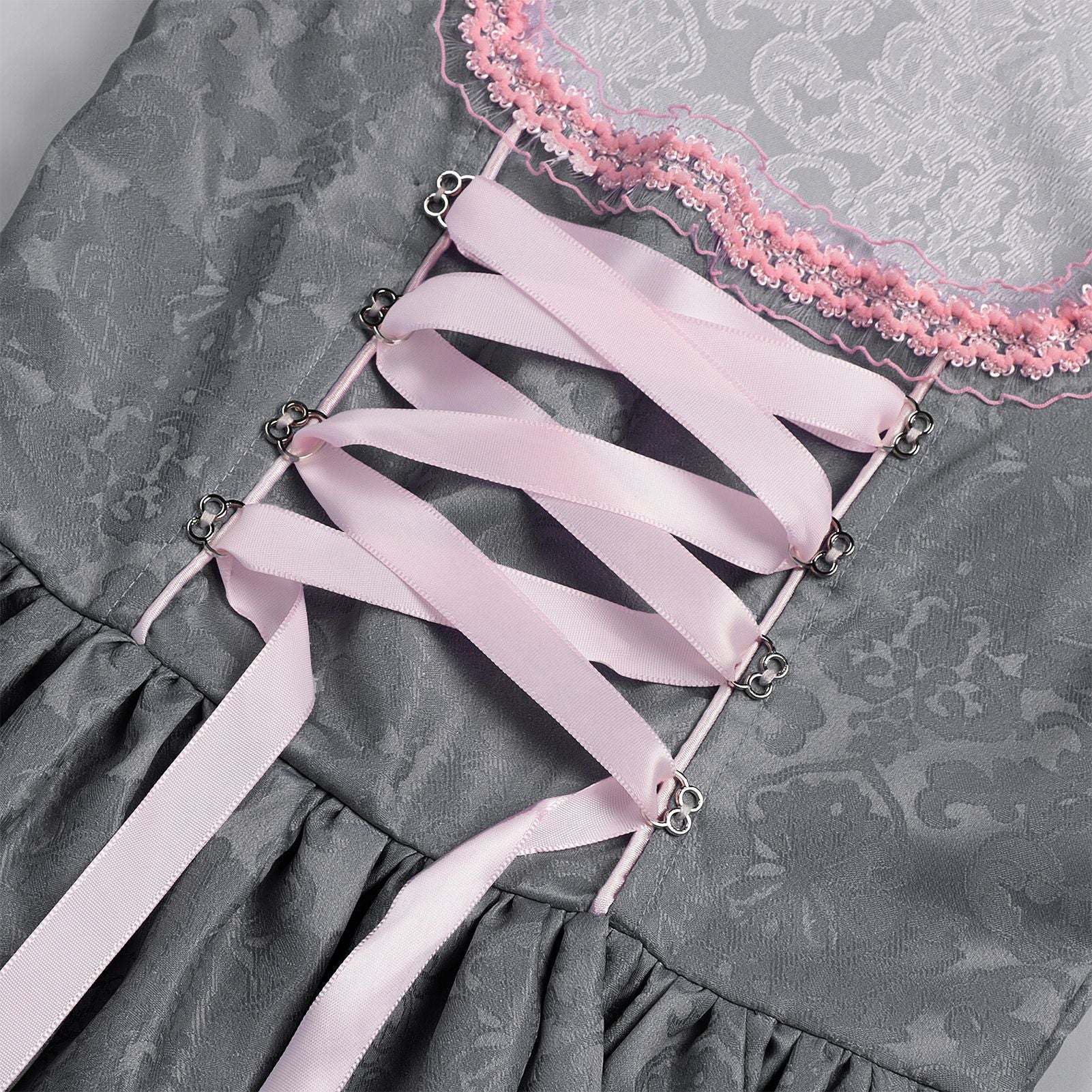 2025 Cross - Border Best Seller Oktoberfest Women's Dress Square Neck Waist Tie Lace Apron Shadow Pattern Dress Set - Coscosmos