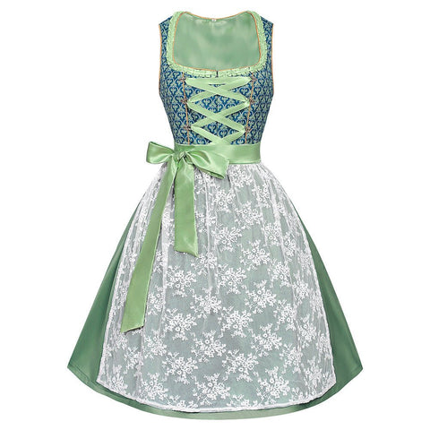 2025 Cross - border European and American German Oktoberfest Bavarian Dress Lace Color Block Women's Dress Performance Costume - Coscosmos
