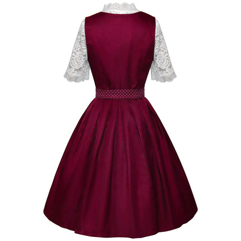2025 European and American New Maid Dress Short - Sleeved Lace Apron Three - Piece Set - Coscosmos