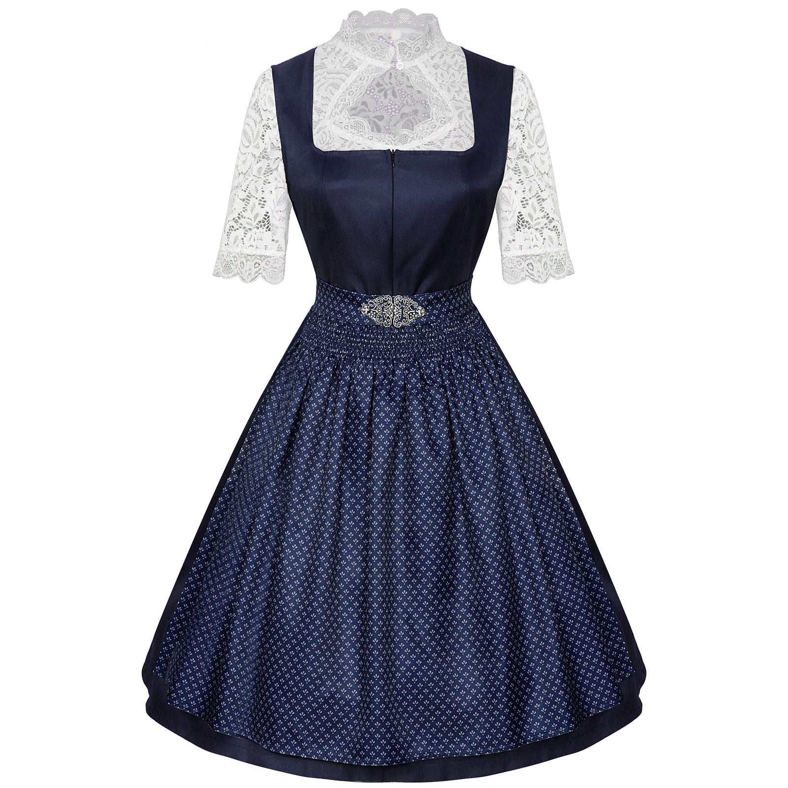 2025 European and American New Maid Dress Short - Sleeved Lace Apron Three - Piece Set - Coscosmos