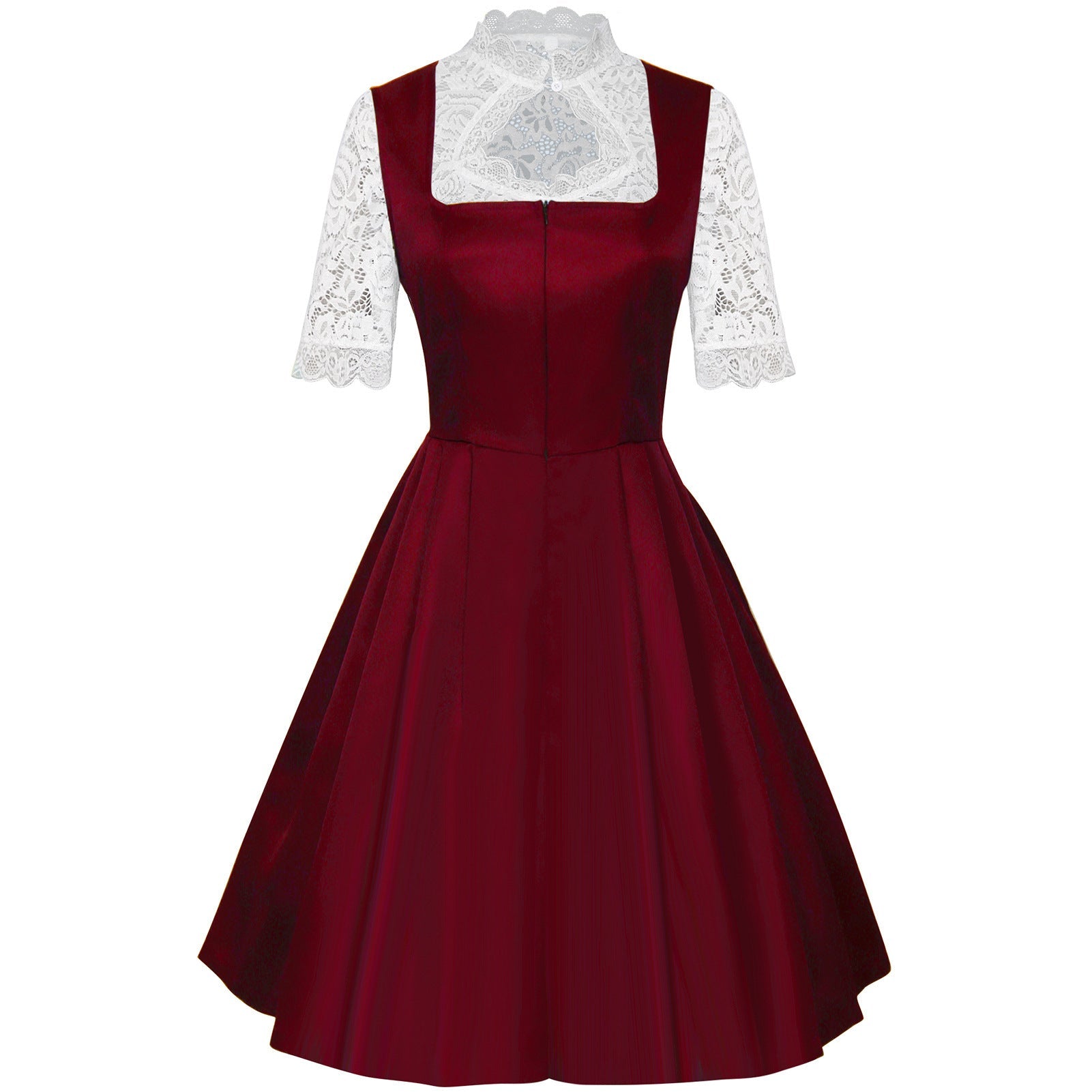 2025 European and American New Maid Dress Short - Sleeved Lace Apron Three - Piece Set - Coscosmos