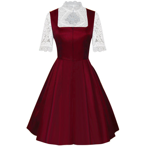 2025 European and American New Maid Dress Short - Sleeved Lace Apron Three - Piece Set - Coscosmos