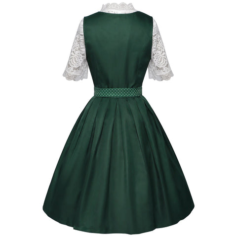 2025 European and American New Maid Dress Short - Sleeved Lace Apron Three - Piece Set - Coscosmos