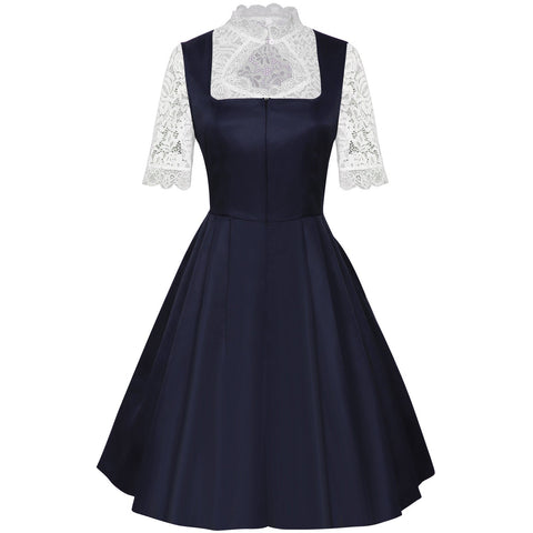 2025 European and American New Maid Dress Short - Sleeved Lace Apron Three - Piece Set - Coscosmos