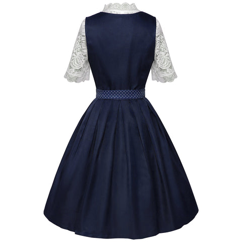 2025 European and American New Maid Dress Short - Sleeved Lace Apron Three - Piece Set - Coscosmos