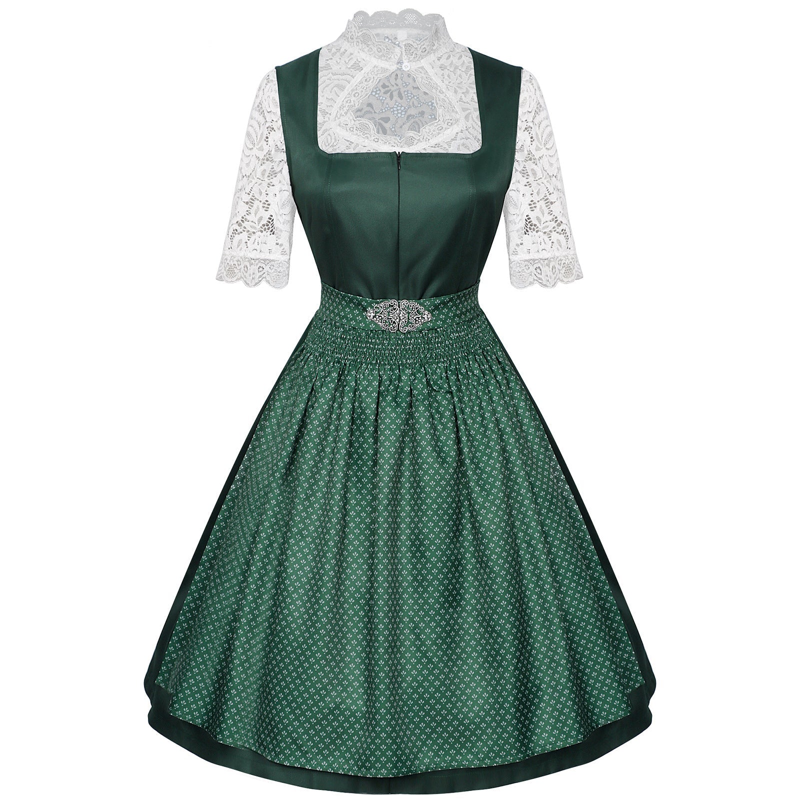 2025 European and American New Maid Dress Short - Sleeved Lace Apron Three - Piece Set - Coscosmos
