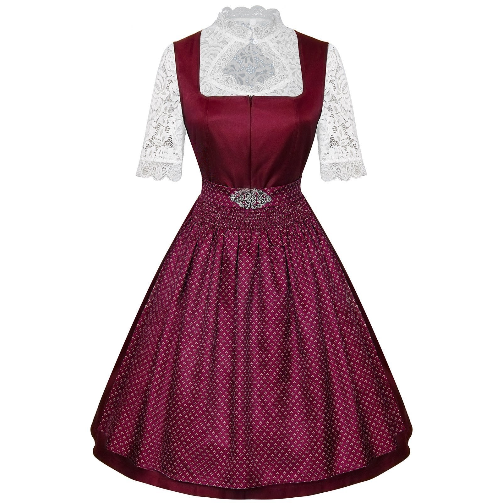 2025 European and American New Maid Dress Short - Sleeved Lace Apron Three - Piece Set - Coscosmos