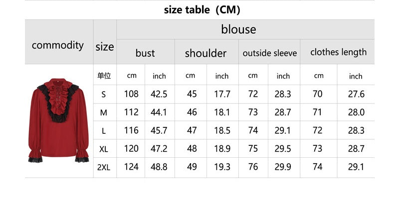 2025 European and American Retro Neckline Ruffle Drawstring Long Sleeve Medieval Shirt Unisex Renaissance Cosplay Costume - Coscosmos