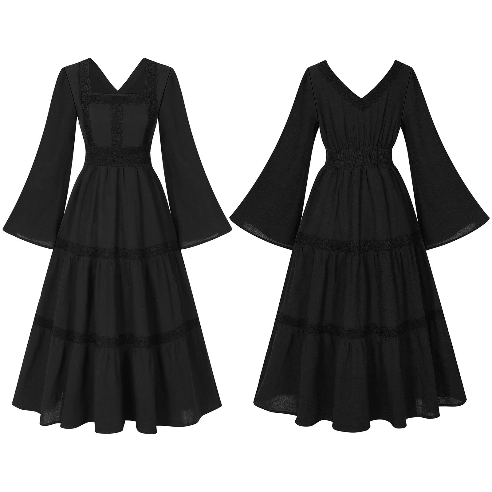 2025 European Medieval Victorian Era Lace - Trimmed Dress Cosplay Costume - Coscosmos