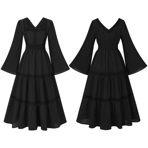 2025 European Medieval Victorian Era Lace - Trimmed Dress Cosplay Costume - Coscosmos