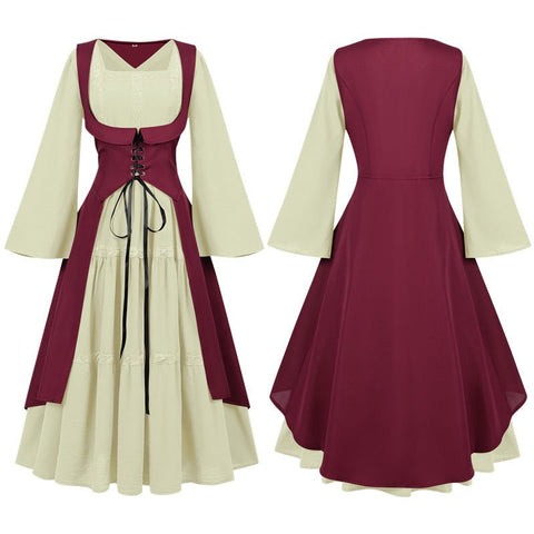 2025 European Medieval Victorian Era Lace - Trimmed Dress Cosplay Costume - Coscosmos