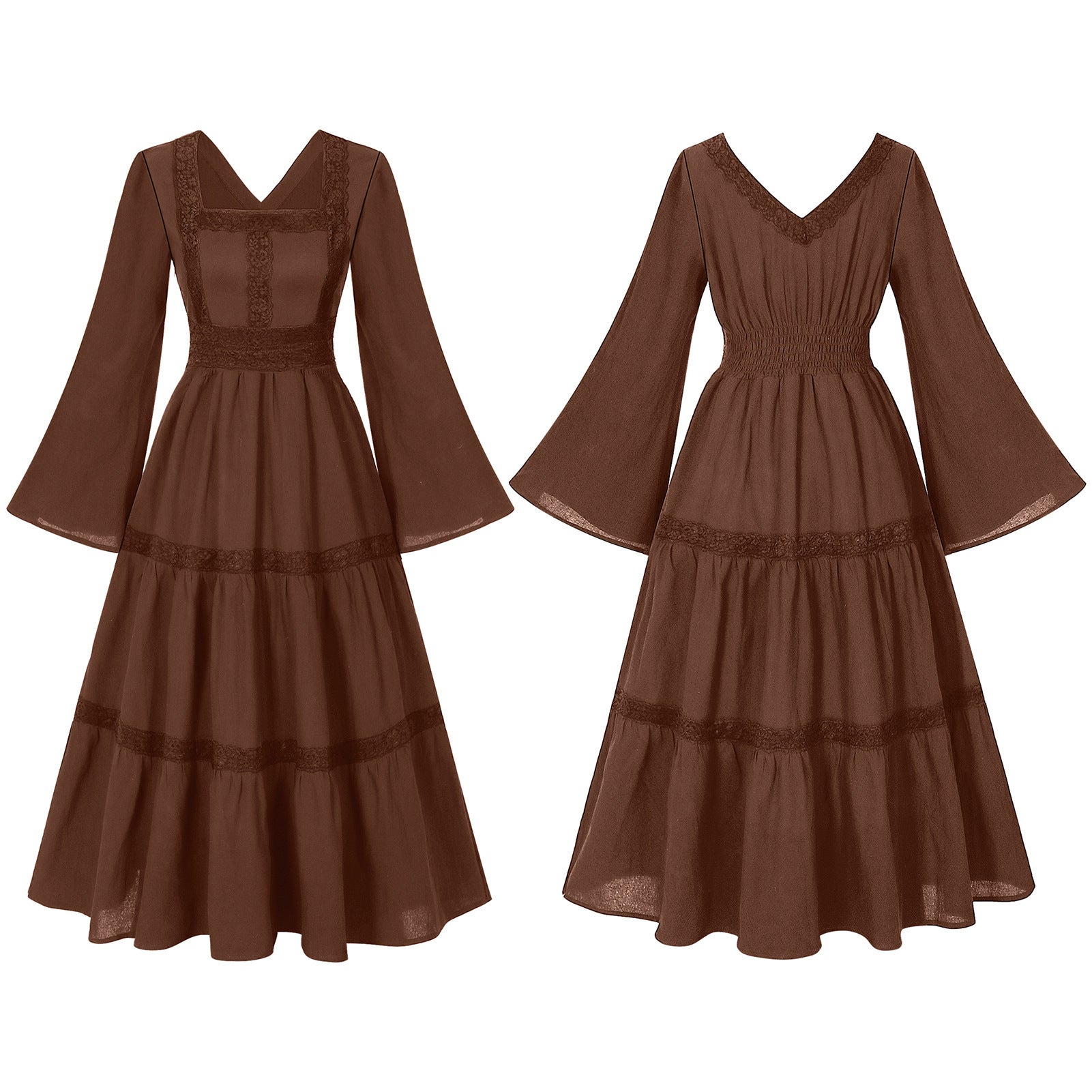 2025 European Medieval Victorian Era Lace - Trimmed Dress Cosplay Costume - Coscosmos