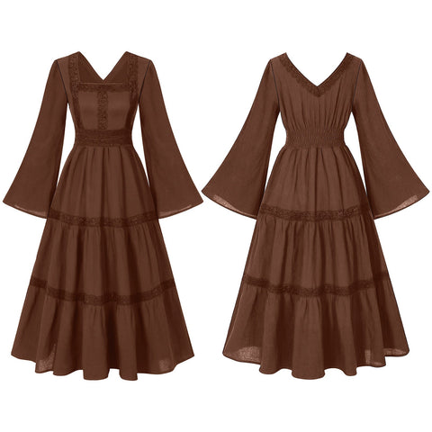 2025 European Medieval Victorian Era Lace - Trimmed Dress Cosplay Costume - Coscosmos