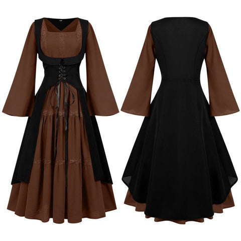2025 European Medieval Victorian Era Lace - Trimmed Dress Cosplay Costume - Coscosmos