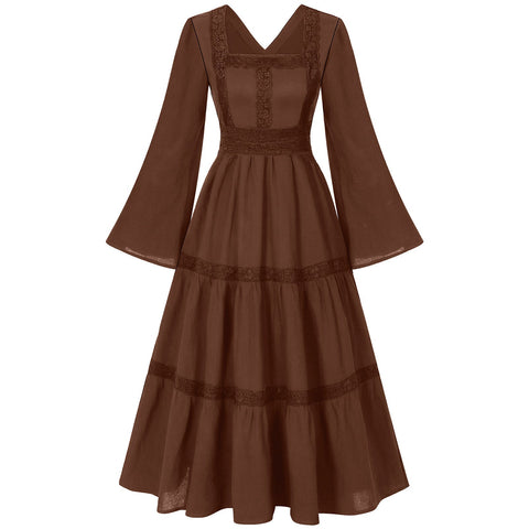 2025 European Medieval Victorian Era Lace - Trimmed Dress Cosplay Costume - Coscosmos