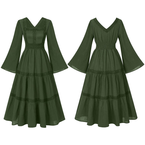 2025 European Medieval Victorian Era Lace - Trimmed Dress Cosplay Costume - Coscosmos