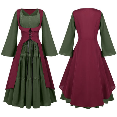 2025 European Medieval Victorian Era Lace - Trimmed Dress Cosplay Costume - Coscosmos