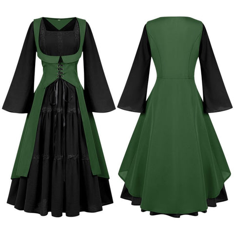 2025 European Medieval Victorian Era Lace - Trimmed Dress Cosplay Costume - Coscosmos