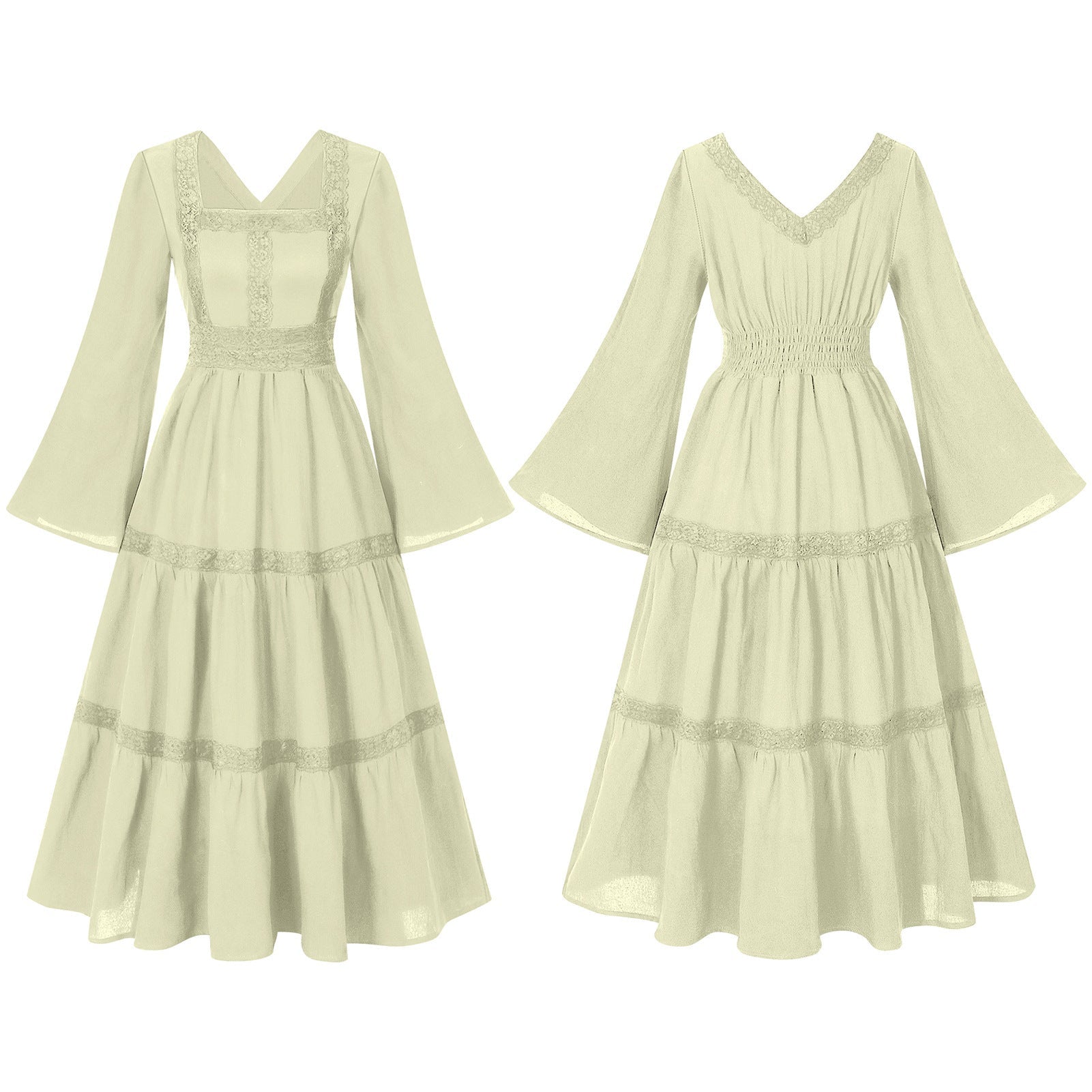 2025 European Medieval Victorian Era Lace - Trimmed Dress Cosplay Costume - Coscosmos