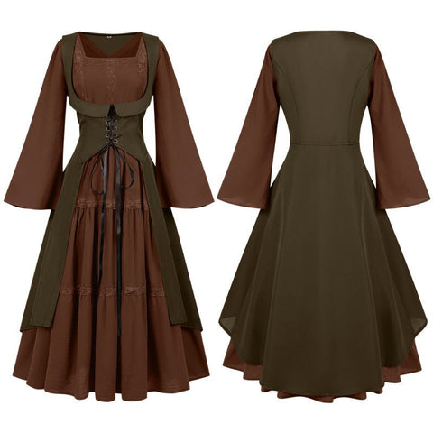 2025 European Medieval Victorian Era Lace - Trimmed Dress Cosplay Costume - Coscosmos