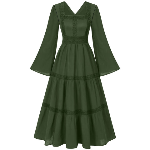 2025 European Medieval Victorian Era Lace - Trimmed Dress Cosplay Costume - Coscosmos