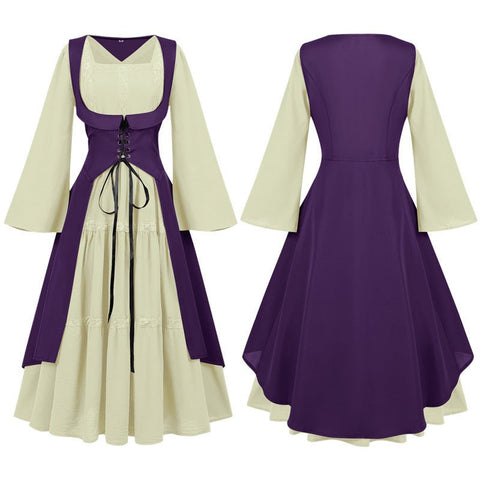 2025 European Medieval Victorian Era Lace - Trimmed Dress Cosplay Costume - Coscosmos