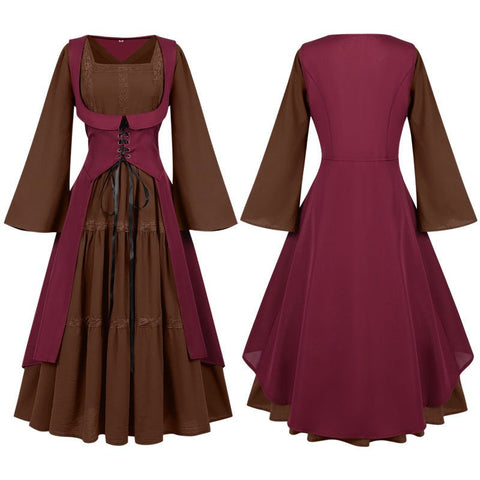 2025 European Medieval Victorian Era Lace - Trimmed Dress Cosplay Costume - Coscosmos