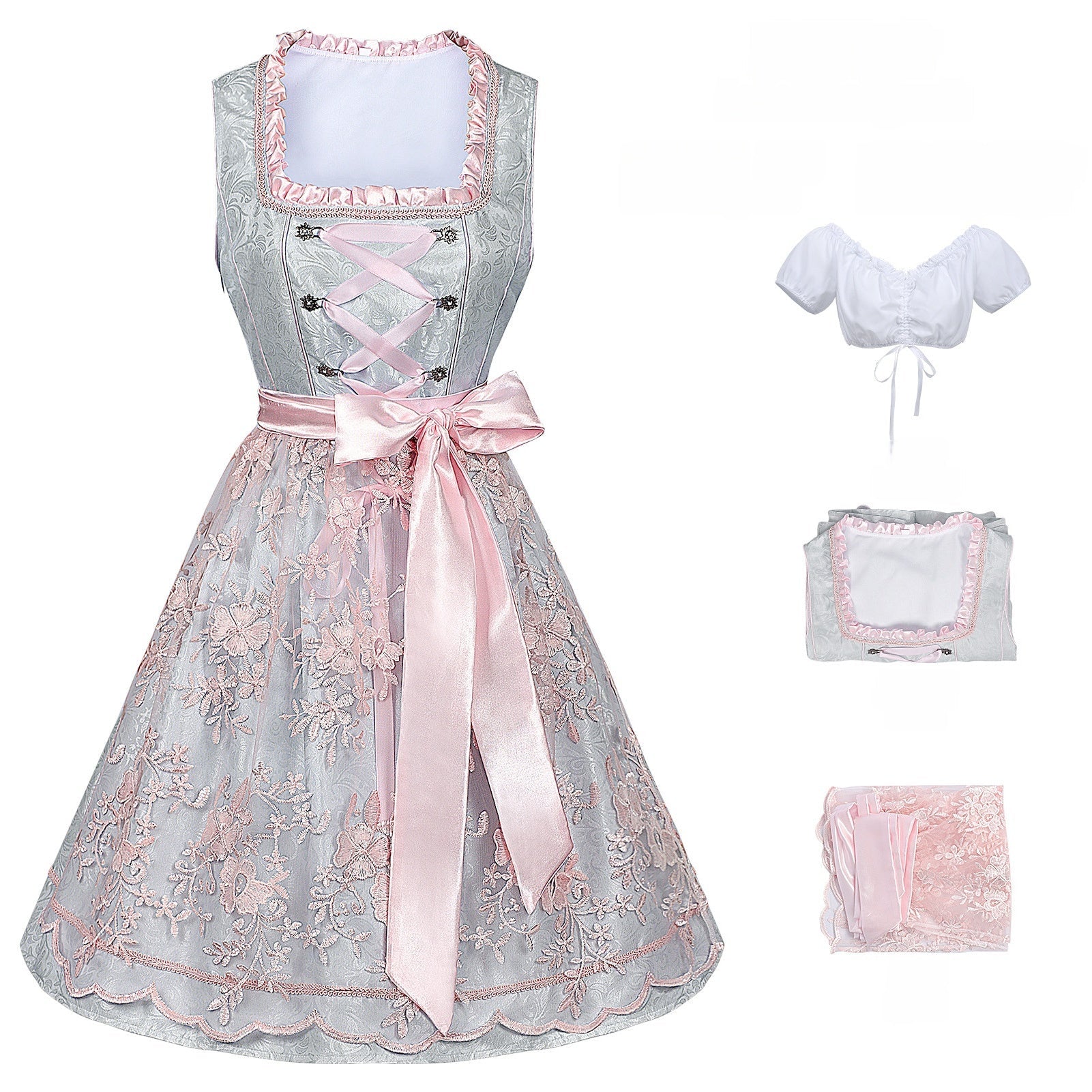 2025 Germany Munich Oktoberfest Stage Performance Costume Bavarian Maid Uniform - Coscosmos