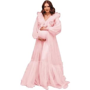 2025 Hot Selling Maternity Mesh Dress Deep V See - through Elegant Party Cosplay Costume for Women Photography - Coscosmos