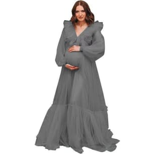 2025 Hot Selling Maternity Mesh Dress Deep V See - through Elegant Party Cosplay Costume for Women Photography - Coscosmos