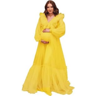 2025 Hot Selling Maternity Mesh Dress Deep V See - through Elegant Party Cosplay Costume for Women Photography - Coscosmos