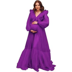 2025 Hot Selling Maternity Mesh Dress Deep V See - through Elegant Party Cosplay Costume for Women Photography - Coscosmos