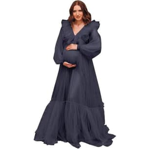 2025 Hot Selling Maternity Mesh Dress Deep V See - through Elegant Party Cosplay Costume for Women Photography - Coscosmos